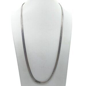 Vintage Stainless Steel Brushed Herringbone Chain Necklace